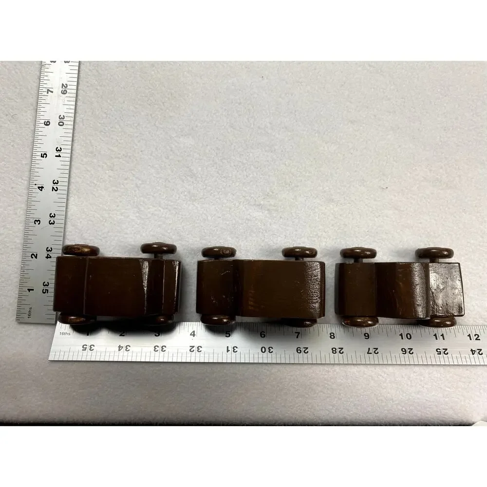 Handcrafted Wooden Miniature Toy Cars - Set of 3 - dark walnut semi-stain